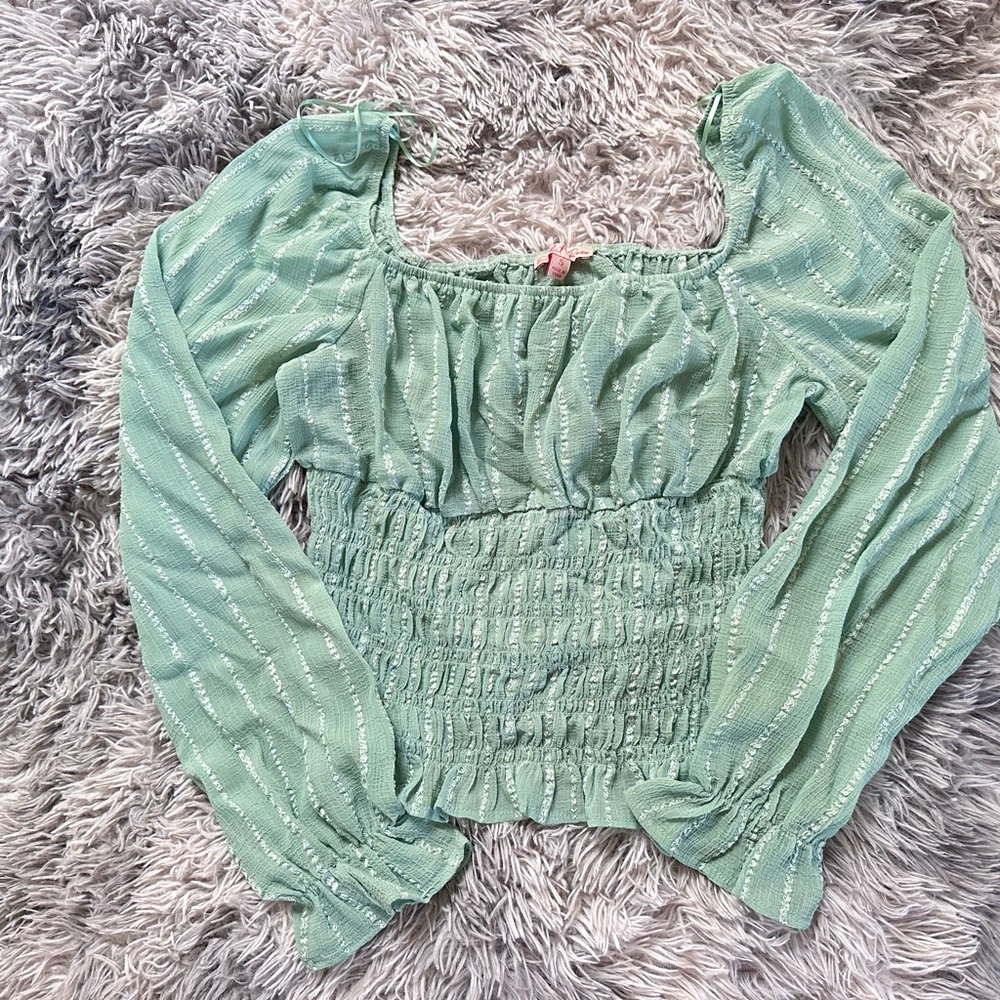 Green Smocked Women's Top